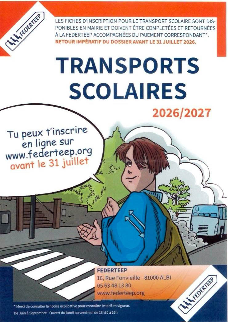 Inscription au transport scolaire – Rentrée 2026/2027